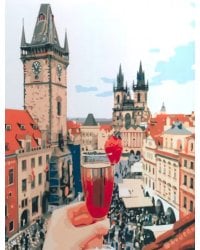 Картина дл раскрашивания по номерам по дереву. Прага, 30х40 см