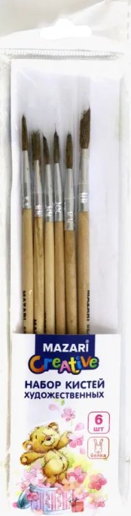 Набор кистей из волоса белки, 6 штук, арт. М-5130 Набор кистей из волоса белки, 6 штук, арт. М-5130