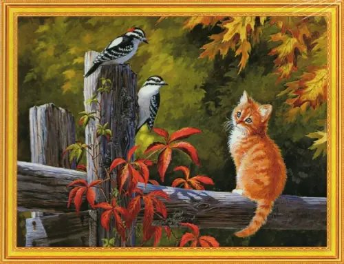 Картина 2 в 1. Алмазная мозаика и раскрашивание по номерам. Котёнок, 40х50 см Картина 2 в 1. Алмазная мозаика и раскрашивание по номерам. Котёнок, 40х50 см