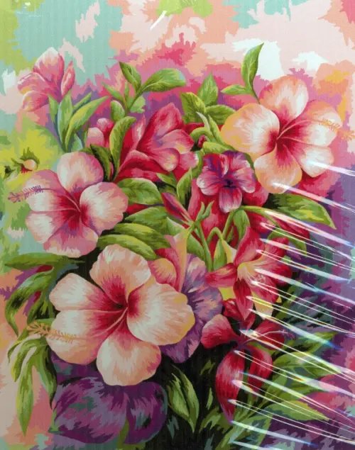 Картина по номерам на холсте. Яркий букет, 40х50 см