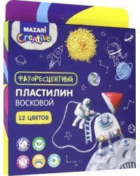 Пластилин восковой, 12 цветов, флуоресцентный