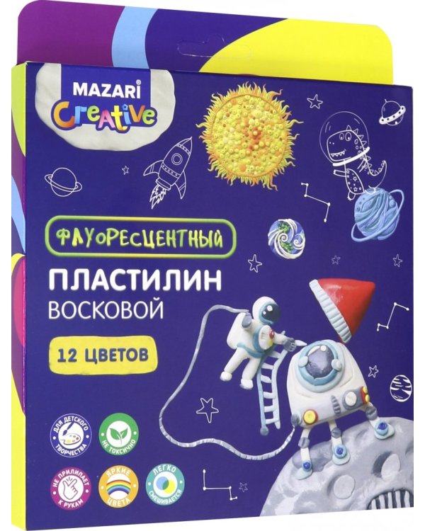 Дополнительное изображение книги «Пластилин восковой, 12 цветов, флуоресцентный»