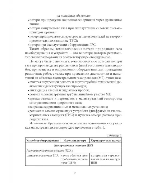 Технологические потери природного газа при транспортировке по газопроводам