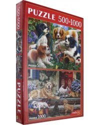 Пазлы 2 в 1. Веселые собачки, 2 по 500 элементов