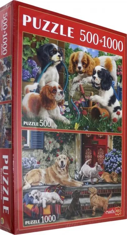 Пазлы 2 в 1. Веселые собачки, 2 по 500 элементов