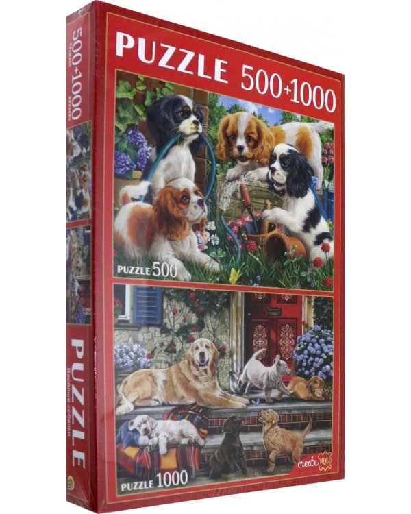 Пазлы 2 в 1. Веселые собачки, 2 по 500 элементов