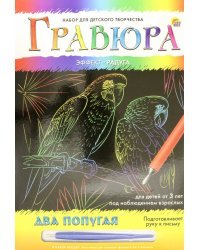 Гравюра с эффектом радуги. Два попугая