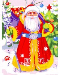 Холст с красками. Добрый новогодний волшебник