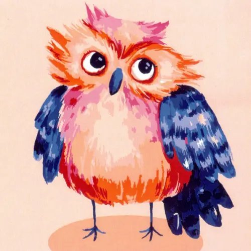 Холст с красками для рисования по номерам. Маленькая совушка Холст с красками для рисования по номерам. Маленькая совушка
