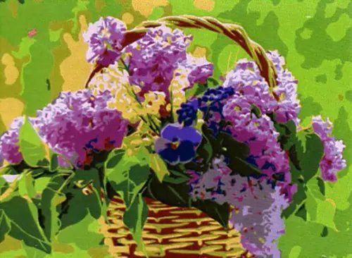 Холст с красками. Нежная сирень