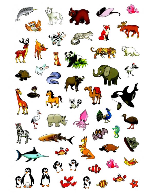 Наклейки многоразовые Животные со всего света