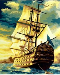 Картина по номерам на холсте. Корабль в океане