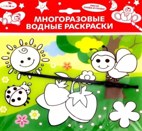 Многоразовые водные раскраски с кисточкой Водная раскраска "Земляничка" (AP-SS01G)