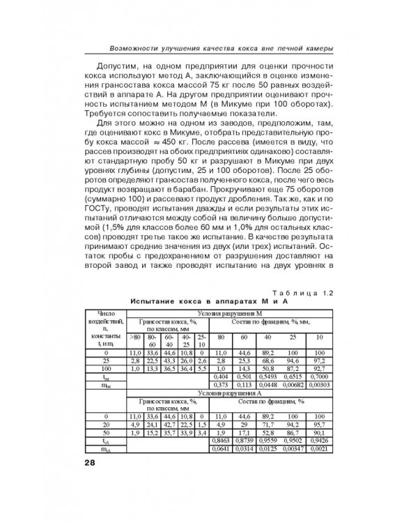 Возможности улучшения качества кокса вне печной камеры