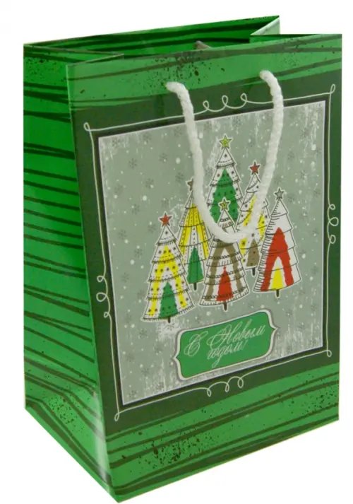 Пакет А5 &quot;Зеленый с елками&quot; (УП5-1006)
