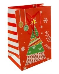 Пакет бумажный подарочный &quot;Красный с елкой&quot; (А5) (УП5-1009)
