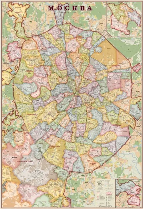 Настенная карта Москвы (1,07х1,57 м, в стиле &quot;экодизайн&quot;)