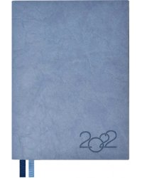Ежедневник датированный на 2022 год, 176 листов, А6+, жатка, сизо-синий