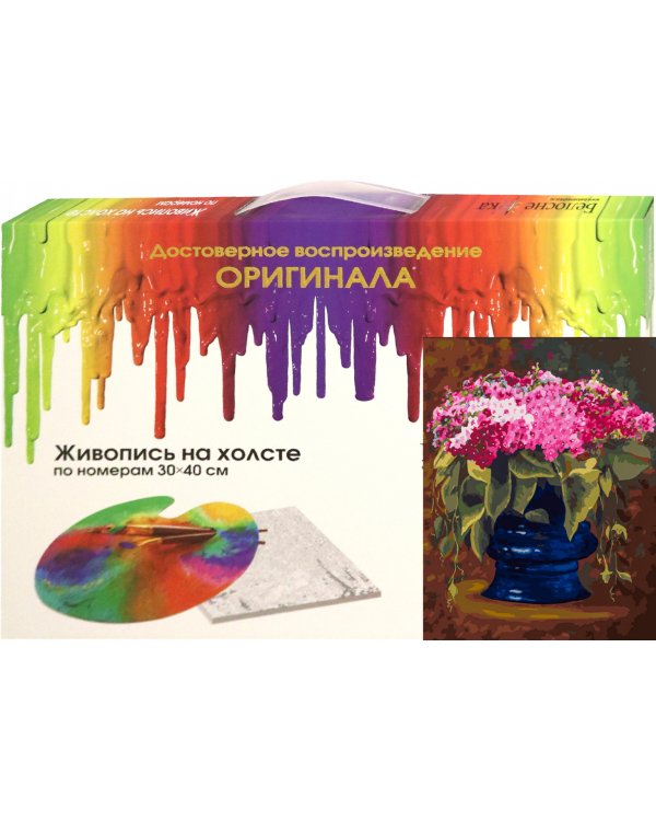 Живопись на холсте. Букет в синей вазе