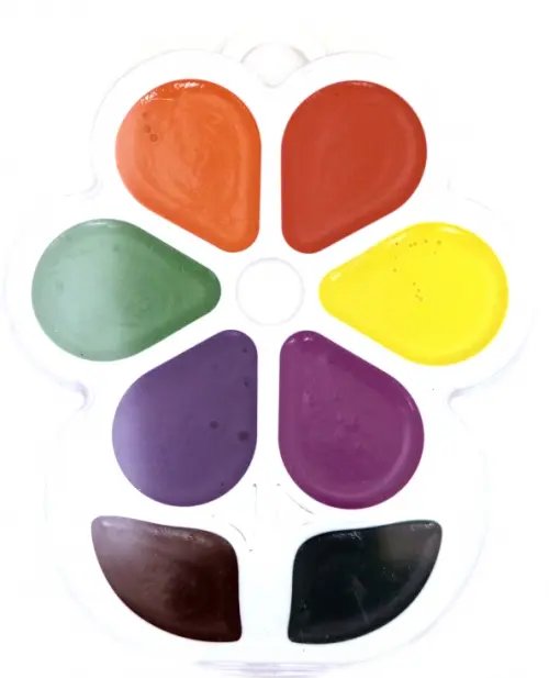 Краски акварельные 6 цветов (1-8) Краски акварель медовые "Цветочек" 8 цветов (18С1183-08)