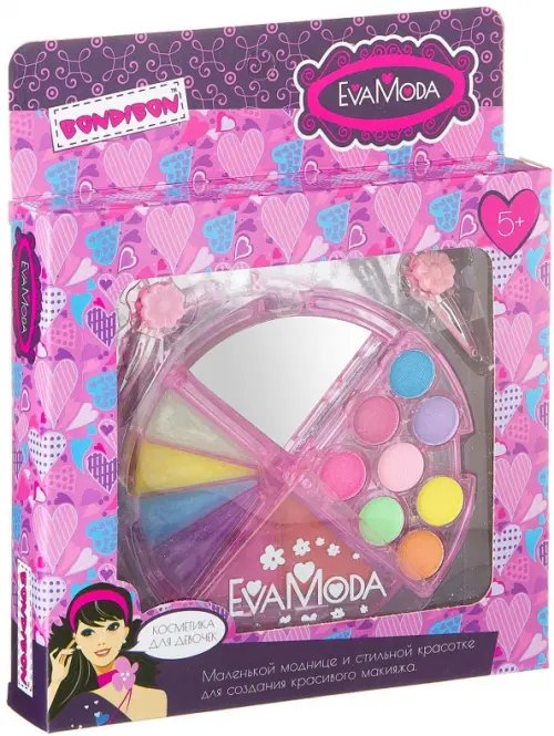 Косметика EvaModa для девочек Набор детск.декор.косм.+2 закол ,Косметичка-долька