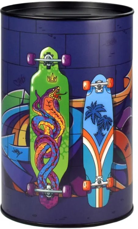 Копилка металлическая Скейты