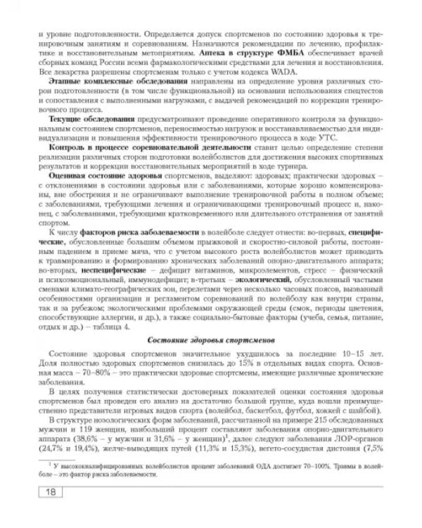 Функциональная подготовленность волейболистов. Диагностика, механизмы адаптации, коррекция симптомов