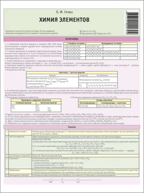 Химия. Химия элементов. Буклет Химия. Химия элементов. Буклет