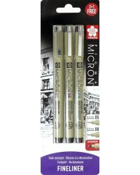 Набор капиллярных ручек Pigma Micron, 3 штуки, черный