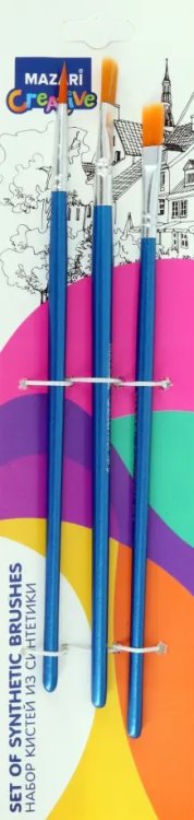 Кисти Набор кистей, 3 штуки, синтетика