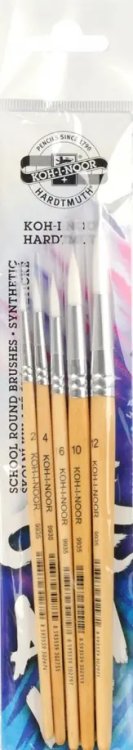 Кисти Набор круглых кистей, синтетика №2, 4, 6, 10, 12