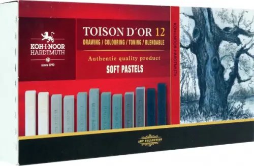 Пастель Пастель сухая художественная мягкая Toison d`Or 8592, Gray Line, 12 цветов