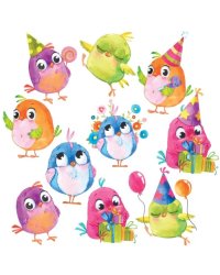 Декоративные наклейки. Весёлые птички