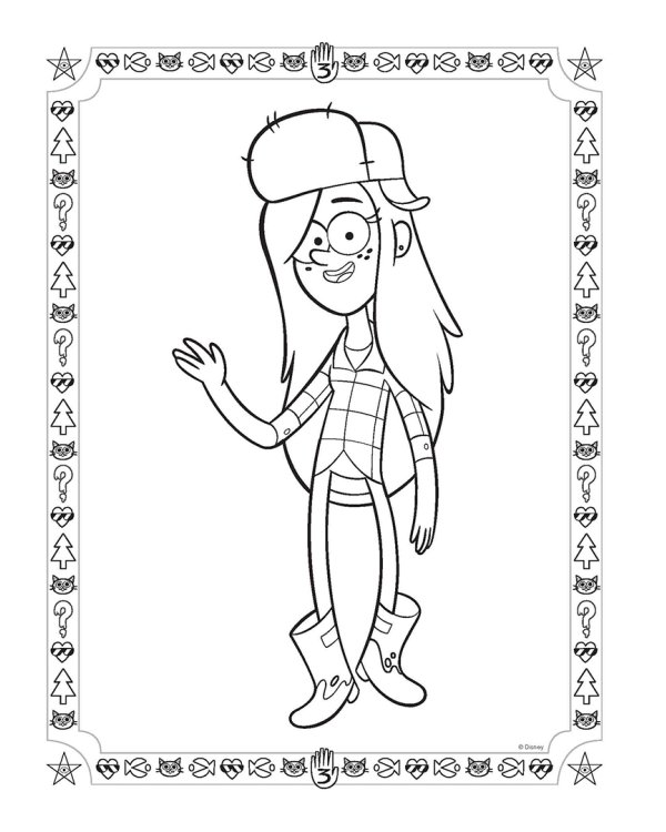 Гравити Фолз. Раскраска № 5 (Мэйбл с кошкой)