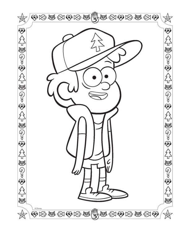 Гравити Фолз. Раскраска № 5 (Мэйбл с кошкой)