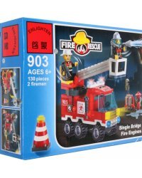 Конструктор Пожарная машина, 130 деталей, 2 фигурки