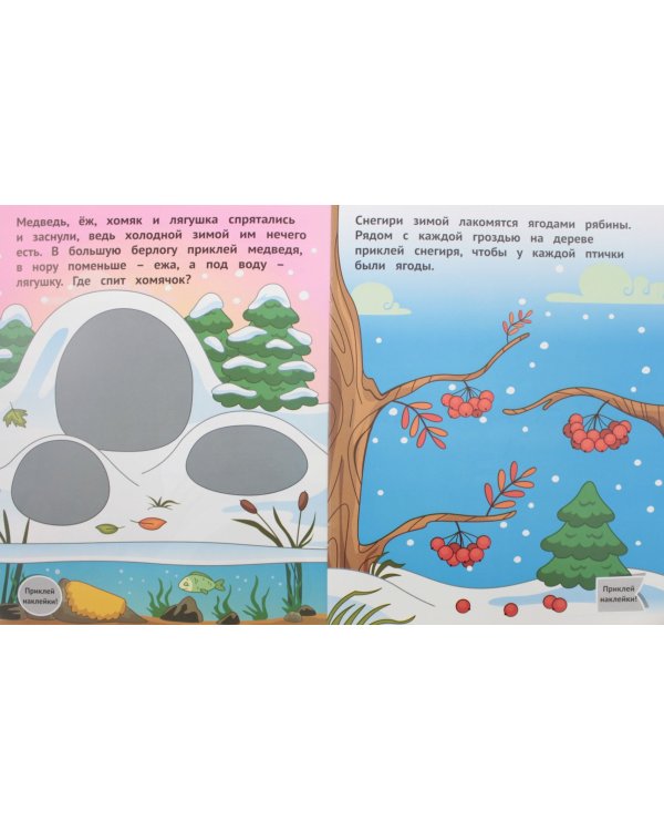 Развивающая книжка с наклейками. Зима