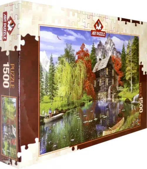 Пазлы 1500 деталей Пазл. Рыбалка рядом с мельницей, 1500 элементов