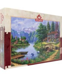 Пазл. Деревня у озера, 1500 элементов