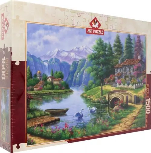 Пазл. Деревня у озера, 1500 элементов