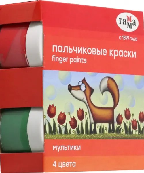 Краски пальчиковые Мультики, 4 цвета, 50 мл, в ассортименте Краски пальчиковые Мультики, 4 цвета, 50 мл, в ассортименте
