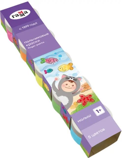 Краски пальчиковые Малыш, 5 цветов, 50 мл Краски пальчиковые Малыш, 5 цветов, 50 мл
