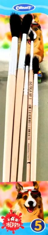 Наборы кистей Набор кистей Зверята, №1, 2, 3, 4, 5, белка, 5 штук