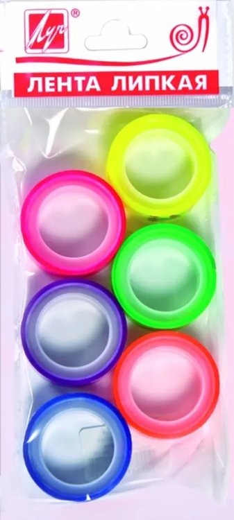 Лента клейкая прозрачная Клейкая лента, флуоресцентная, 12 мм, 6 штук