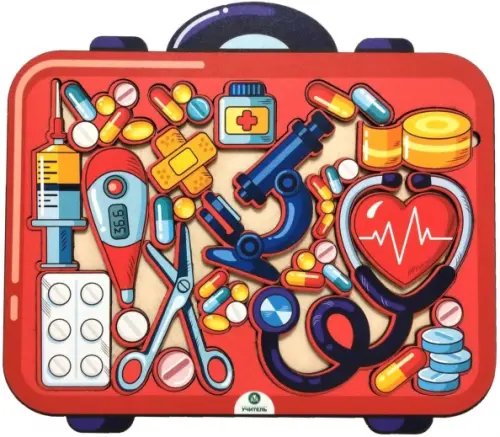 Развивающие игры из дерева Пазл-головоломка Аптечный чемоданчик, 18 деталей