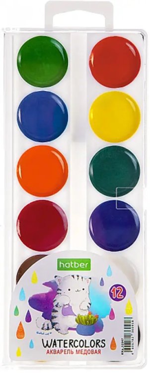 Акварель медовая Eco Приключения кота Пирожка, 12 цветов, без кисти