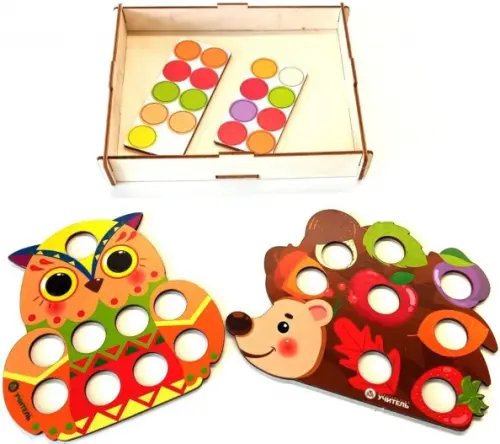 Развивающие игры из дерева Настольная игра-мозаика Совушка и Ёжик