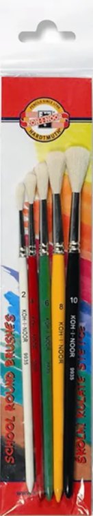 Кисти Набор кистей круглых, коза, №2, 4, 6, 8, 10, 5 штук