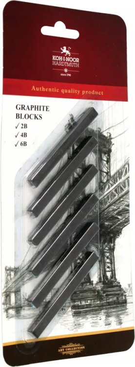 Набор графита художественного, 2B-6B, 6 штук