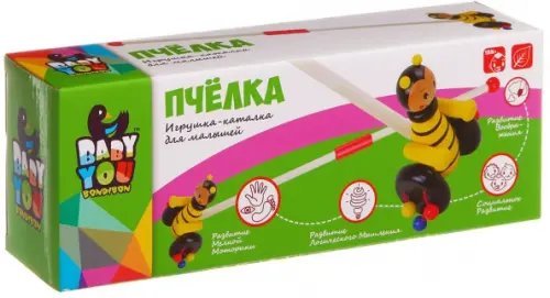Каталка с ручкой Пчелка